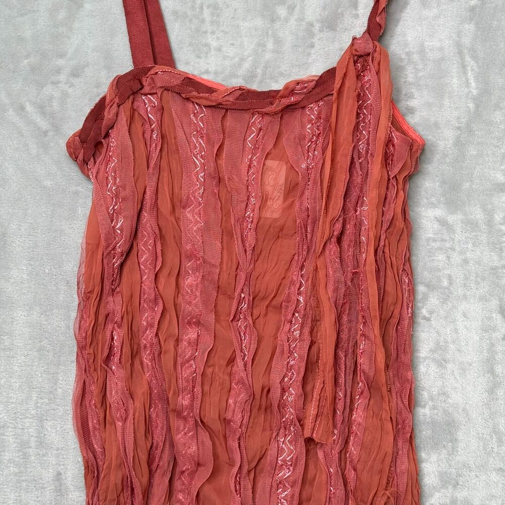 Free People Top Womens Small Dark Pink Tank Semi Sheer Embroidered NEW Fairycore - Picture 3 of 13